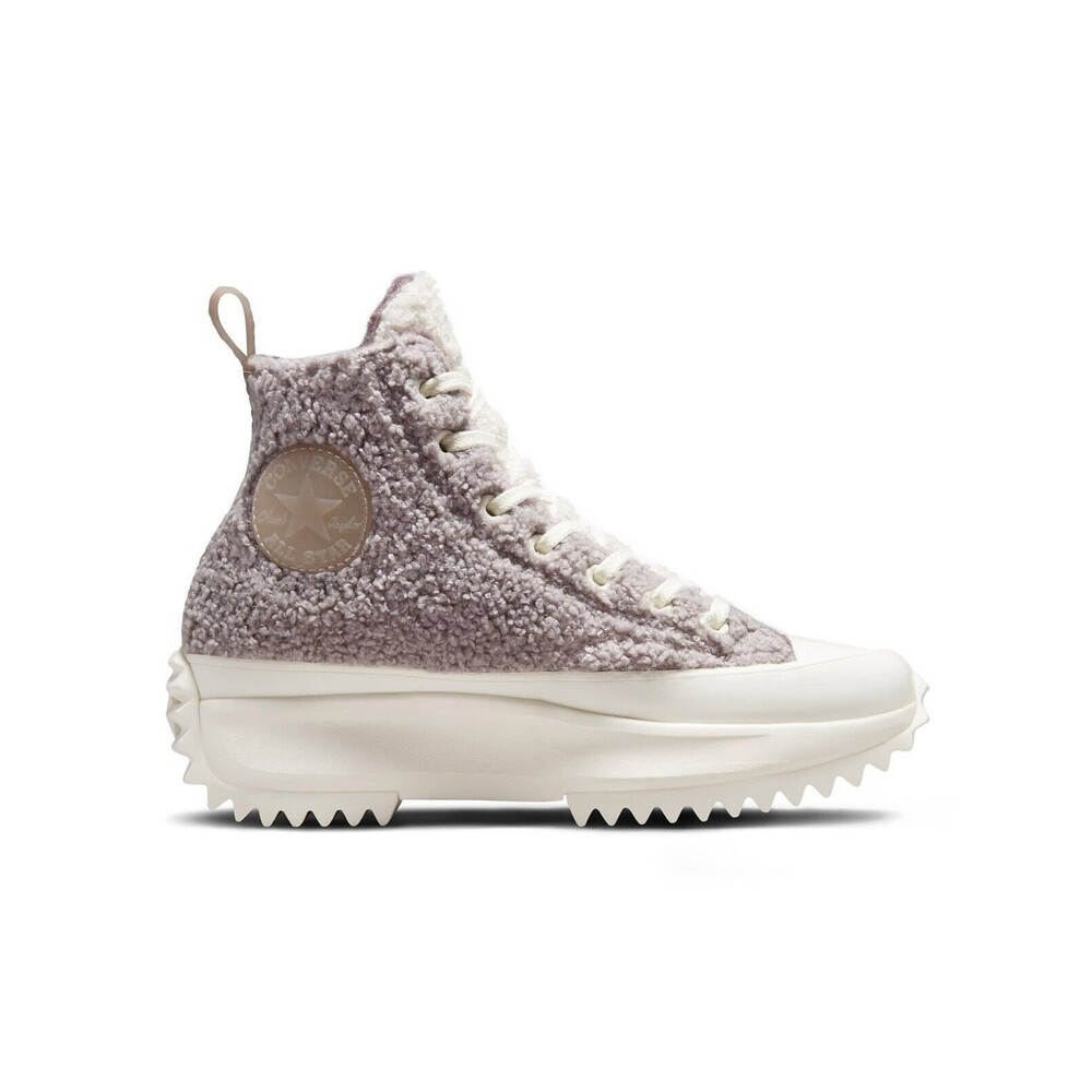 Converse Womens Size 6 Run Star Hike Sherpa Vapor Mauve Gray Platform Sneakers
